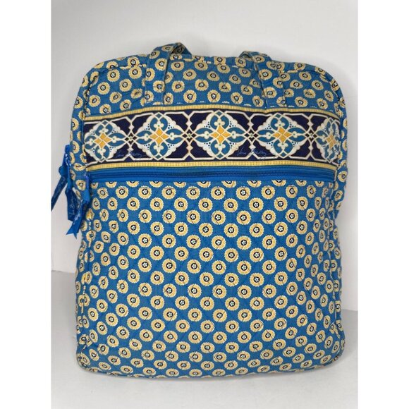 Vera Bradley Tall Tote Bag Riviera Blue Retired Pattern Quilted Cotton Cottage - Picture 8 of 14